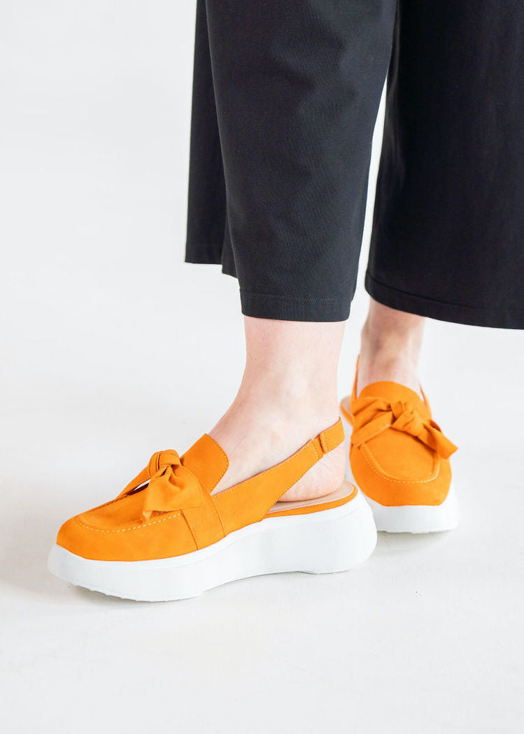 Wonders - Clementine Orange Slingback Platforms