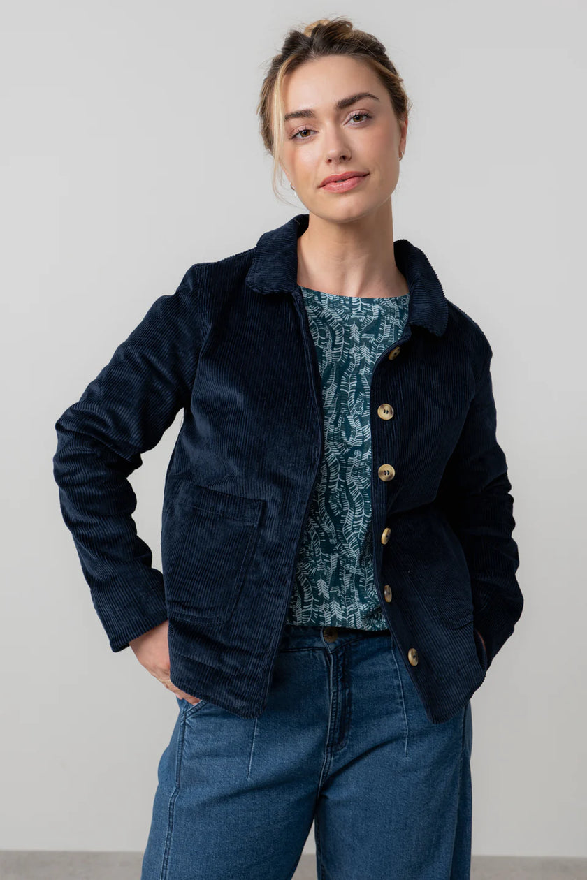 Lily & Me - Ash Navy Stretch Cotton Jumbo Cord Jacket