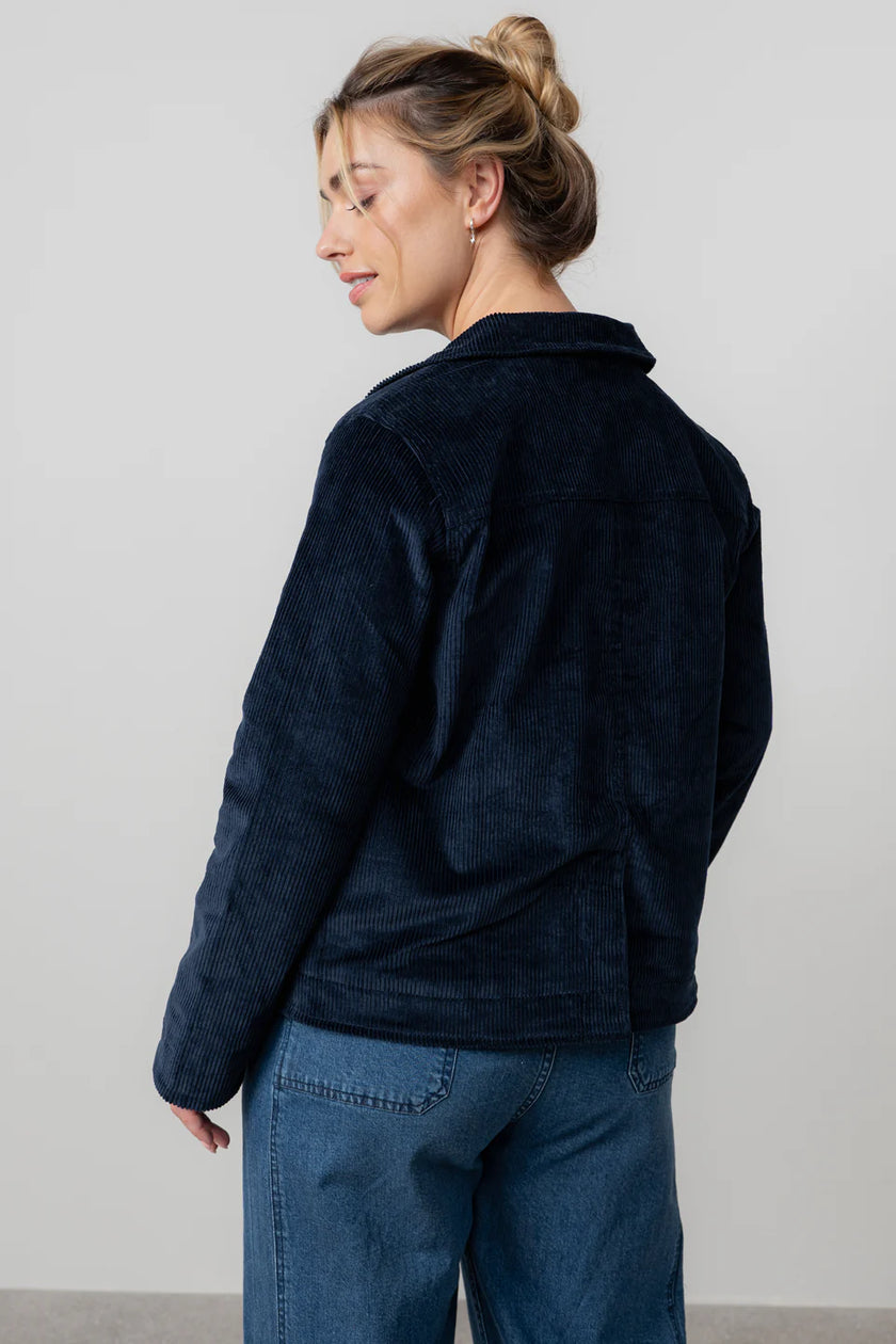 Lily & Me - Ash Navy Stretch Cotton Jumbo Cord Jacket
