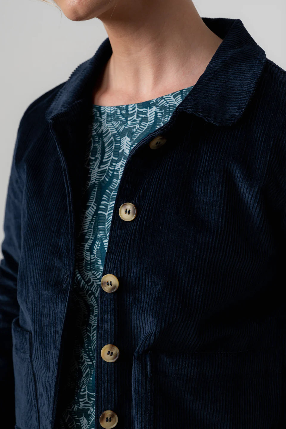 Lily & Me - Ash Navy Stretch Cotton Jumbo Cord Jacket