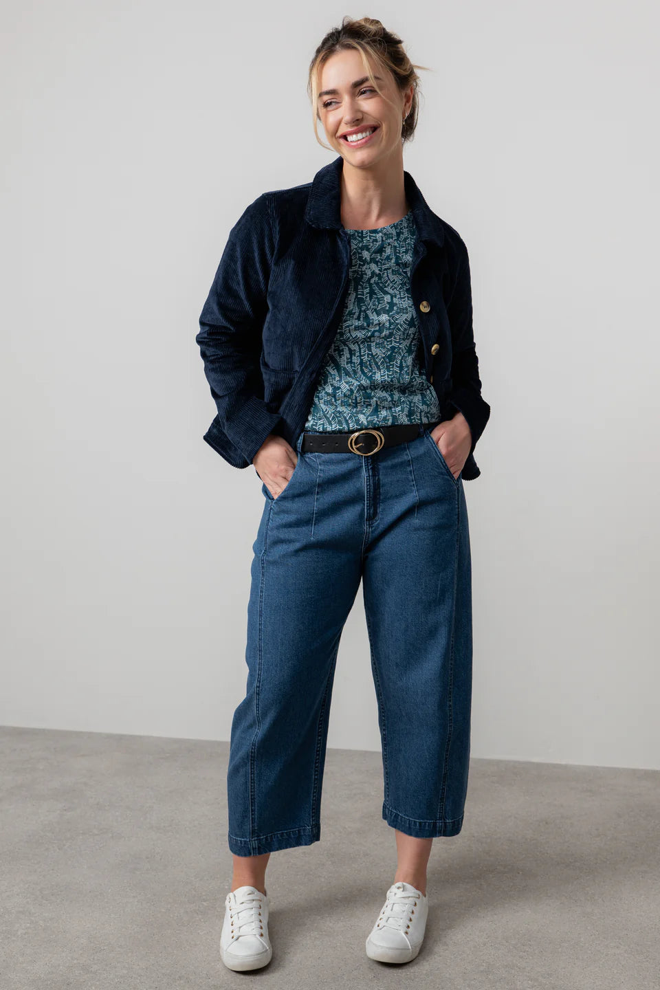 Lily & Me - Ash Navy Stretch Cotton Jumbo Cord Jacket