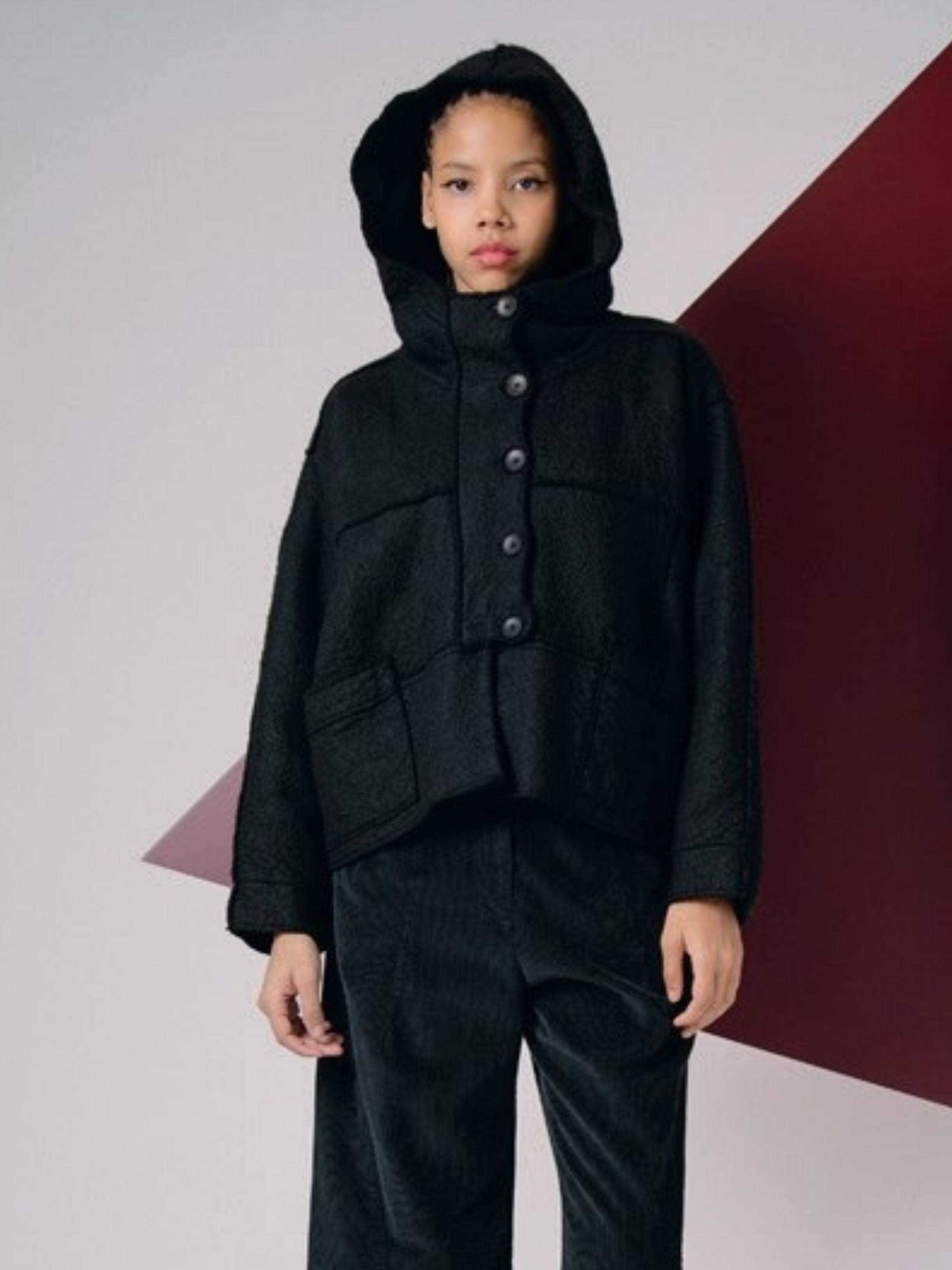 Lurdes Bergada  - Women's Black Felt Oversized Jacket 330