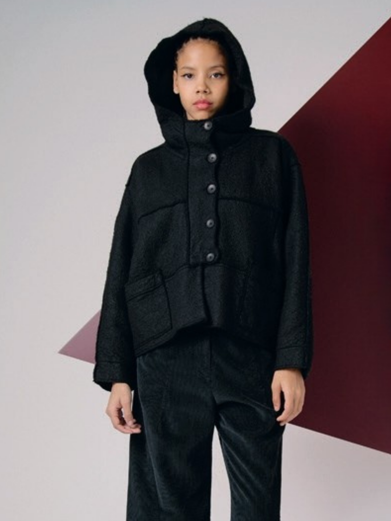 Lurdes Bergada  - Women's Black Felt Oversized Jacket 330