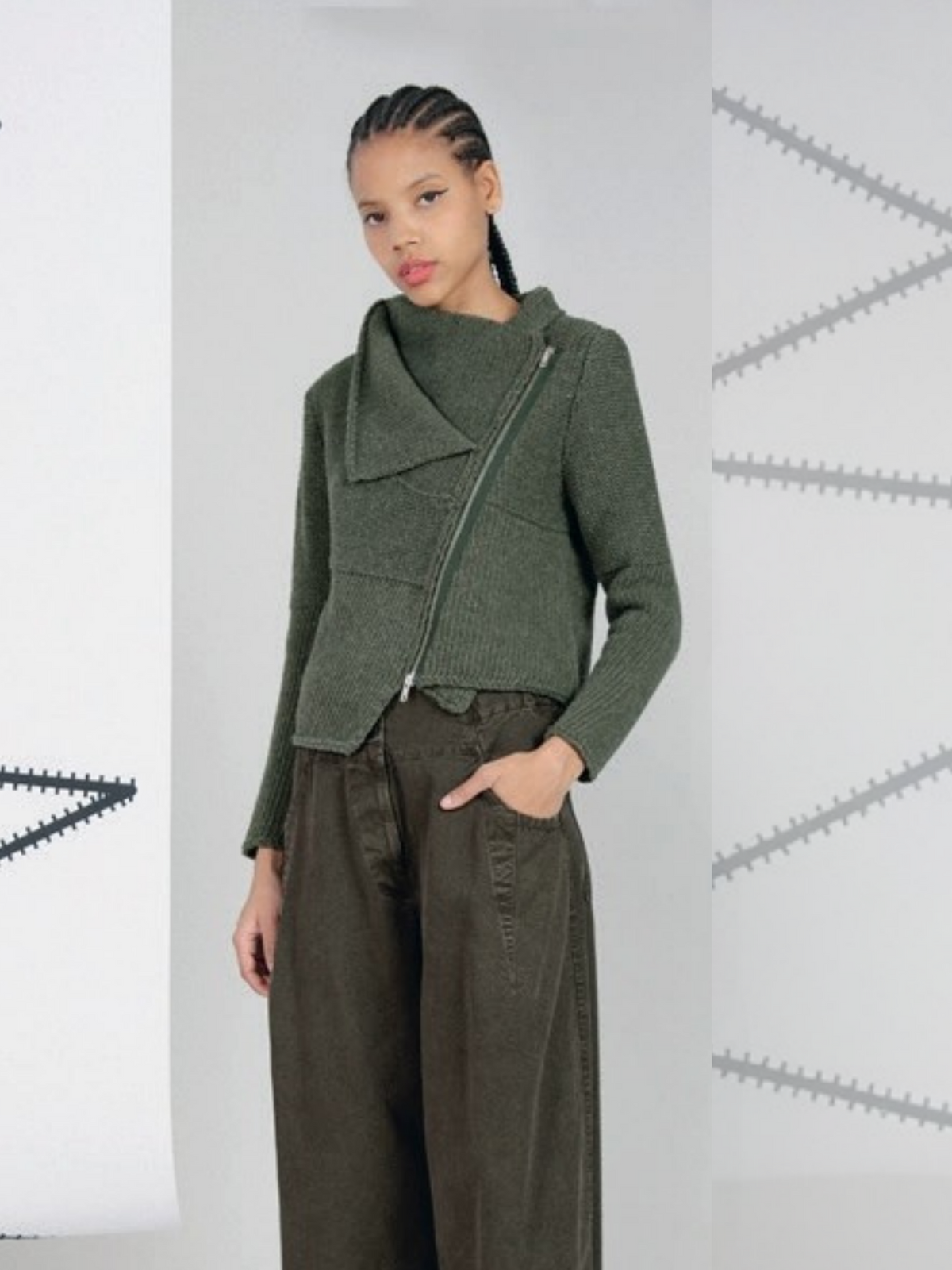 Lurdes-Bergada-AW25-Women's-Knitted-Jacket-Khaki-M25-823