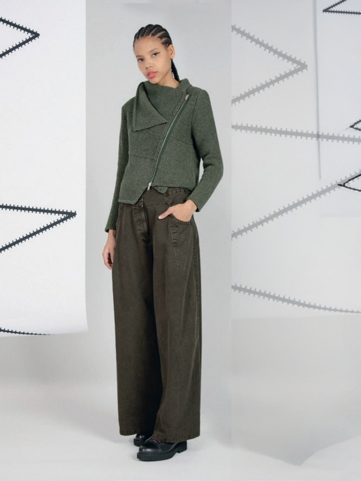 Lurdes-Bergada-AW25-Women's-Knitted-Jacket-Khaki-M25-823