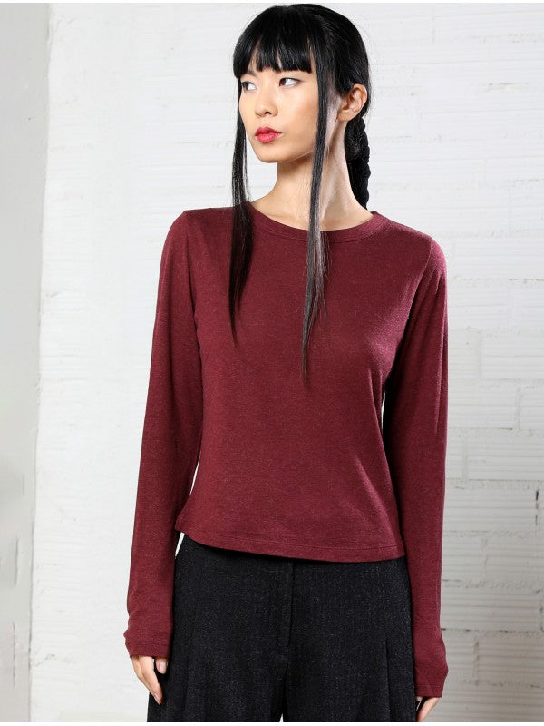 Lurdes-Bergada-AW25-Women_s-T-Shirt-Oxblood-M25-741