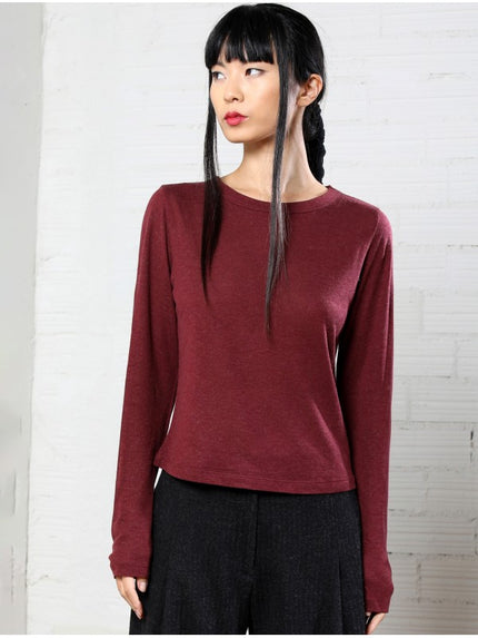 Lurdes-Bergada-AW25-Women_s-T-Shirt-Oxblood-M25-741