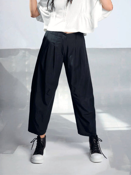 Lurdes-Bergada-SS26-Women_s-Barrell-Leg-Modal-Pant-Black-U26440-Kings-Road-Fashions