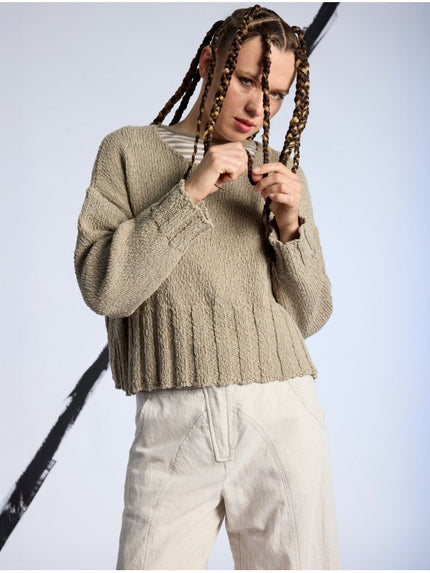 Lurdes-Bergada-SS26-Women_s-Boxy-V--Neck-Cotton-Knit-Toasted-U26802-1