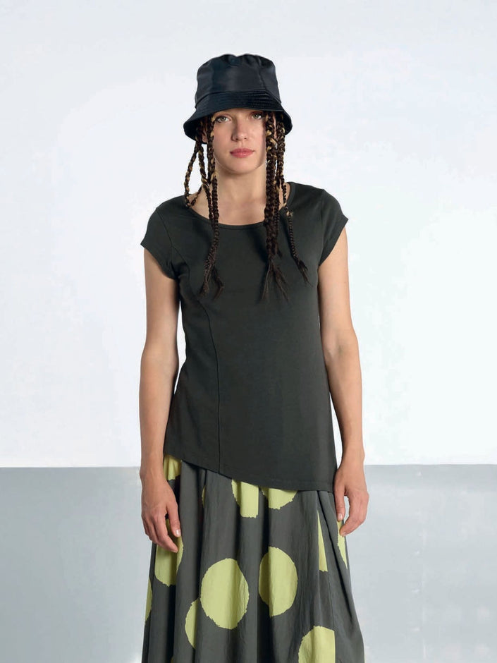 Lurdes-Bergada -SS26- Women's -Iron- Lyocell -Asymmetrical -T-Shirt -U26 733-1
