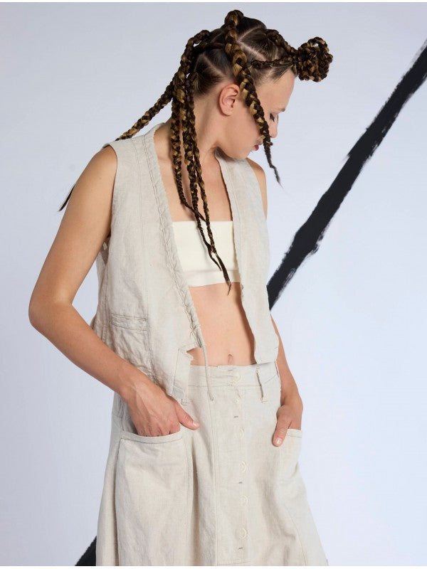 Lurdes Bergada - Women's Linen Blend Waistcoat U26 080