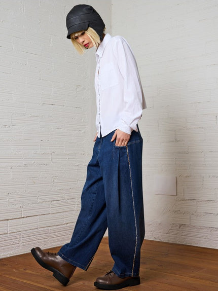 Lurdes-Bergada-AW26-Women_s-Barrel-Leg-Jeans-with-Contrast-Seams-M26140_Kings-Road-Fashions-Leighton-Buzzard-UK