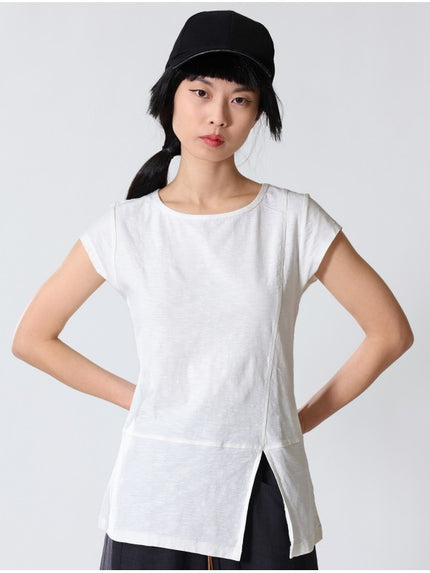 Lurdes Bergada - Women's Cotton Cap Sleeve Tee in Cream U26 723