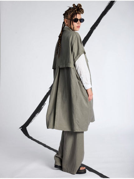 Lurdes Bergada - Women's Lyocell / Linen Oversized Sleeveless Trench U26 010