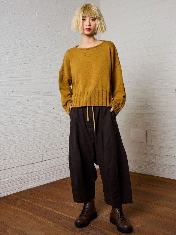 Lurdes -Bergada - AW26-Women's- Slouchy -Cotton -Knit -Sweater -Mustard-M26 801 -Kings-Road-Fashions-Leighton-Buzzard