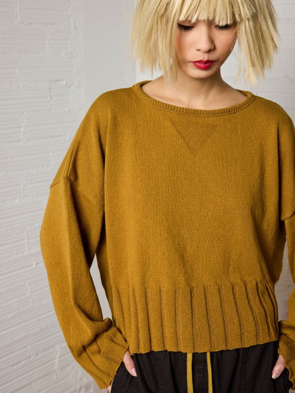 Lurdes -Bergada - AW26-Women's- Slouchy -Cotton -Knit -Sweater -Mustard-M26 801 -Kings-Road-Fashions-Leighton-Buzzard