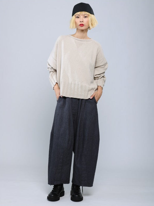Lurdes -Bergada - AW26-Women's- Slouchy -Cotton -Knit -Sweater -Sand-M26 801 -Kings-Road-Fashions-Leighton-Buzzard