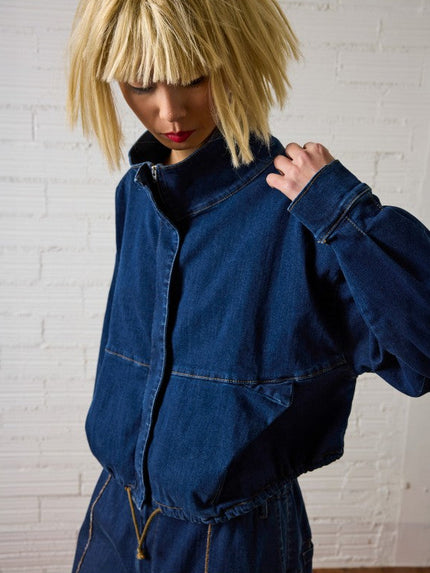 Lurdes -Bergada -AW26- Women's -Stretch -Denim- Bomber- Jacket -M26 130-Kings-Road-Fashions-Leighton-Buzzard-UK