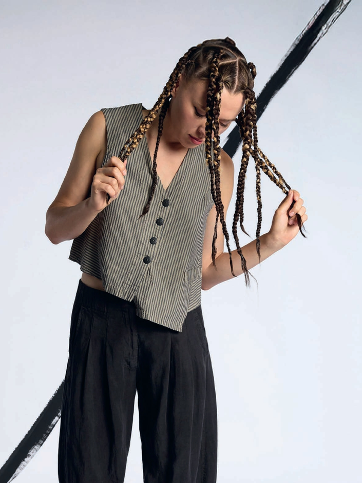 Lurdes Bergada - Women's Tonal Stripe Waistcoat in Toasted U26 100