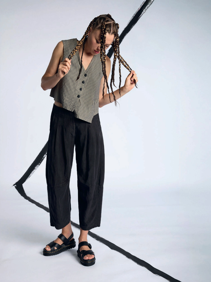 Lurdes Bergada - Women's Tonal Stripe Waistcoat in Toasted U26 100