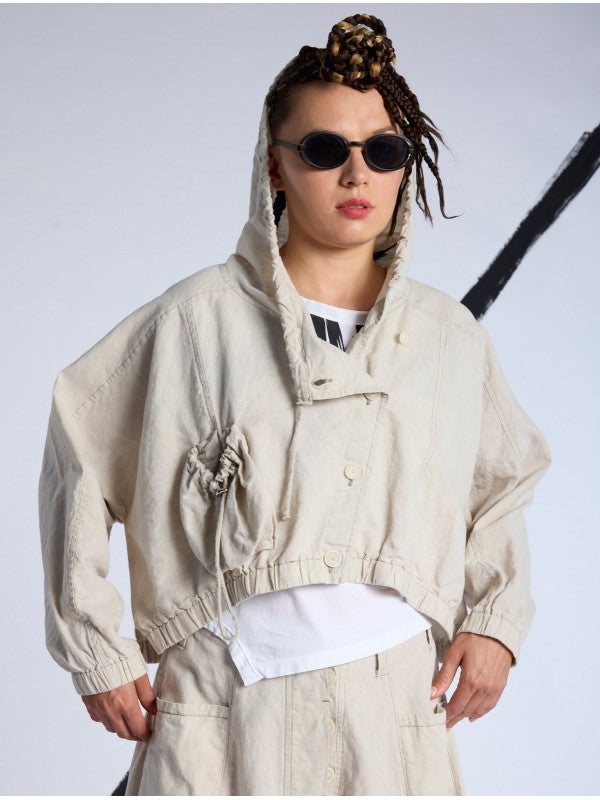 Lurdes -Bergada - SS26-Women's -Cropped- Linen- Blend- Jacket- U26 060-1