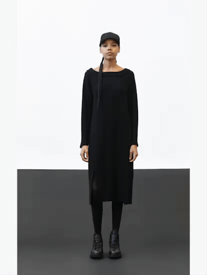 Lurdes Bergada AW25- Women's Black Jersey Dress M25 724