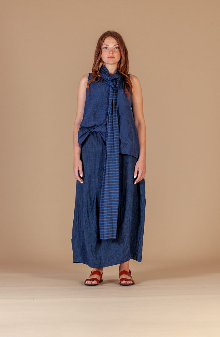 Mama-B-Women_s-Luglio-G-Scrunched-Top-Blu-Check