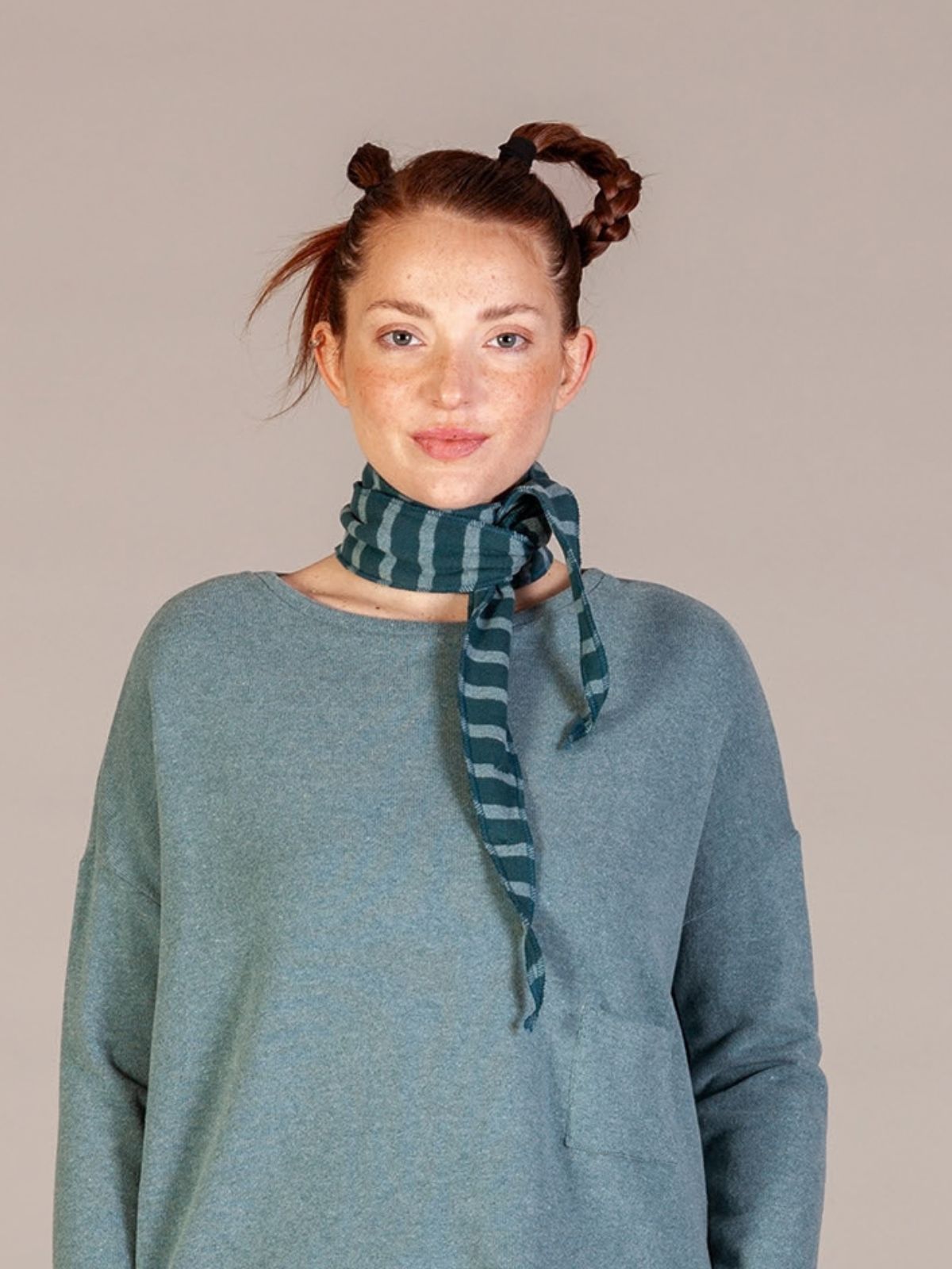 Mama-B AW26 - Women's ROSE Fleece Neck Scarf -Atlantic Stripe at Kings Road Fashions Leighton Buzzard, UK