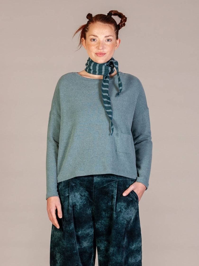 Mama-B AW26 - Women's ROSE Fleece Neck Scarf -Atlantic Stripe at Kings Road Fashions Leighton Buzzard, UK