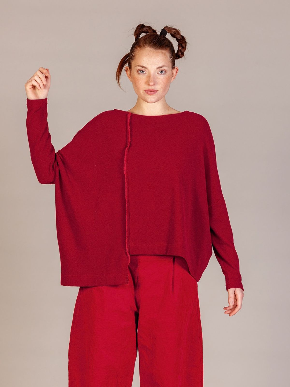 Mama B AW26 - Women's CHARLOTTE Oversized Fleece Top with Trim in Scuro - Kings Road Fashions, Leighton Buzzard, UK