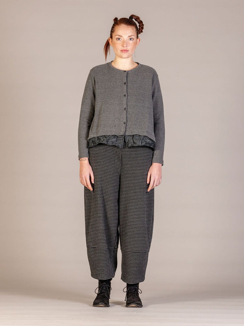 Mama B AW26 - Women's RIMA JQ Trousers in Grigio Small Check, Kings Road Fashions, Leighton Buzzard, UK