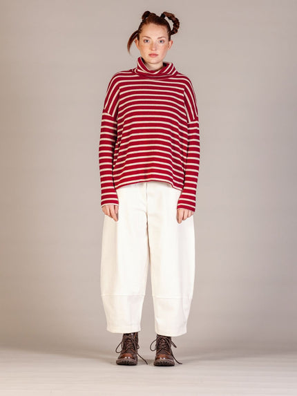Mama -B -AW26  -Women's- JADE -Roll -Neck -Fleece -Top- Scuro -Stripes- Kings Road Fashions Leighton Buzzard, UK