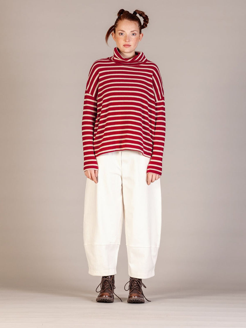 Mama -B -AW26  -Women's- JADE -Roll -Neck -Fleece -Top- Scuro -Stripes- Kings Road Fashions Leighton Buzzard, UK