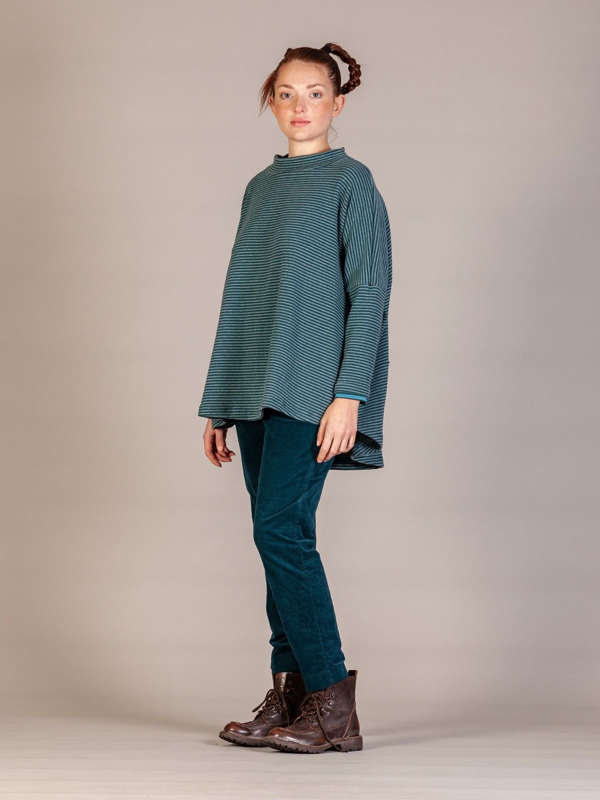 Mama B AW26 - Women's Spino Swing Fleece in Atlantic Narrow Stripe at Kings Road Fashions, Leighton Buzzard, Bedfordshire, UK