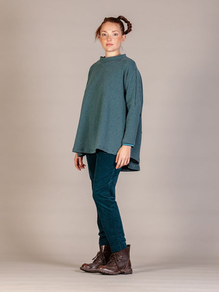 Mama B AW26 - Women's Spino Swing Fleece in Atlantic Narrow Stripe at Kings Road Fashions, Leighton Buzzard, Bedfordshire, UK