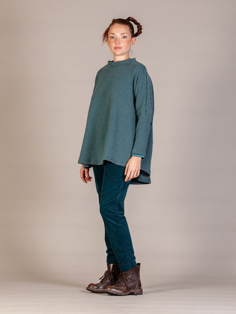 Mama B AW26 - Women's Spino Swing Fleece in Atlantic Narrow Stripe at Kings Road Fashions, Leighton Buzzard, Bedfordshire, UK