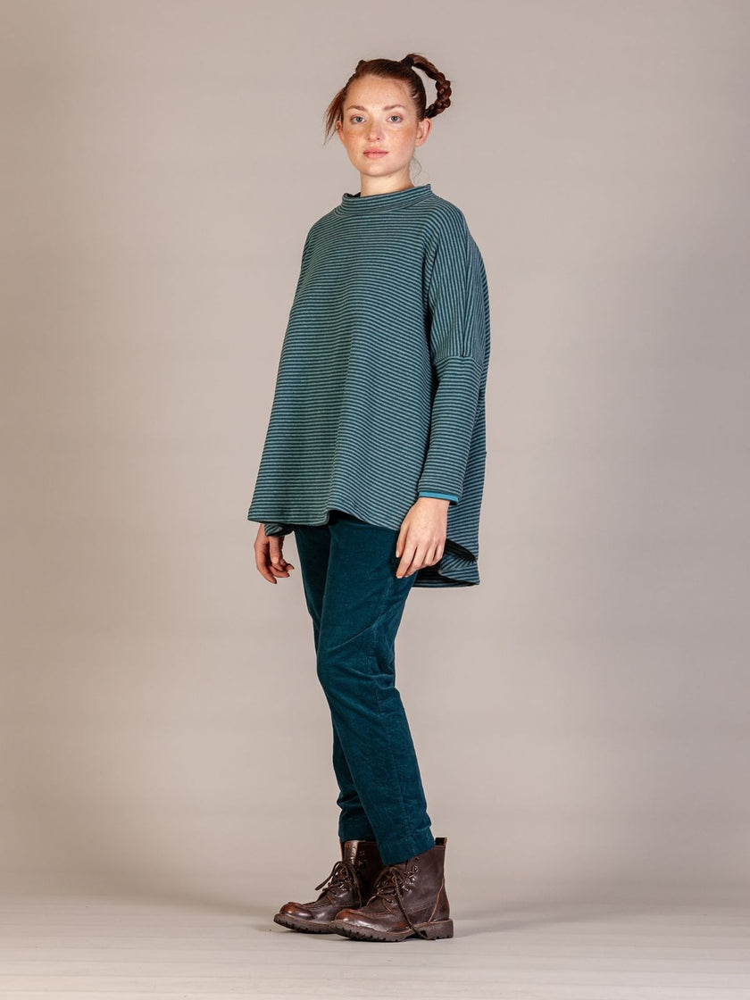 Mama B AW26 - Women's Spino Swing Fleece in Atlantic Narrow Stripe at Kings Road Fashions, Leighton Buzzard, Bedfordshire, UK