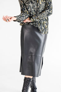 Maria Bellentani Leather Look Skirt - Black