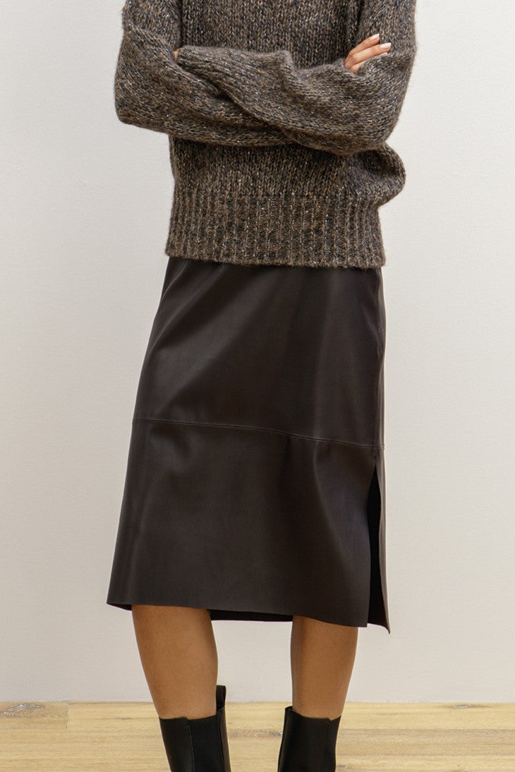 Maria Bellentani Leather Look Skirt - Brown