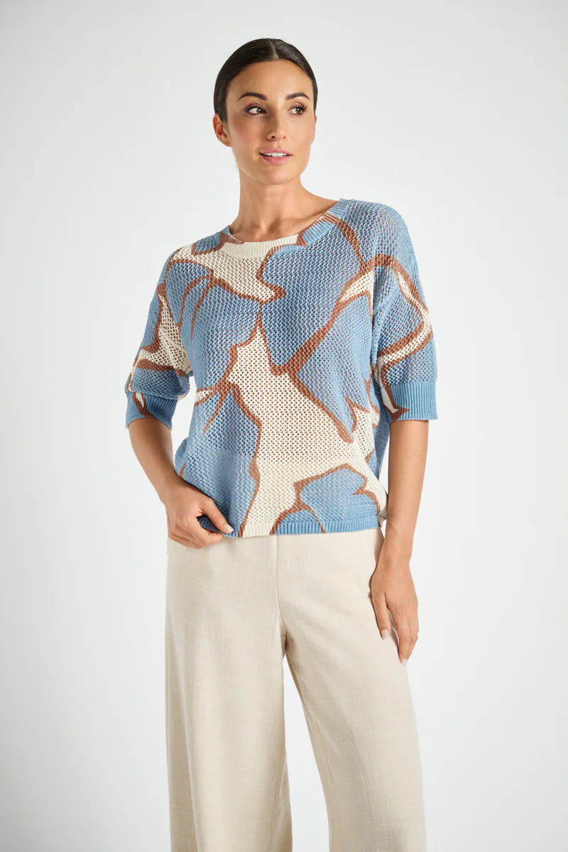 Marie Méro - Women's Printed Crochet Knit Top - PU83