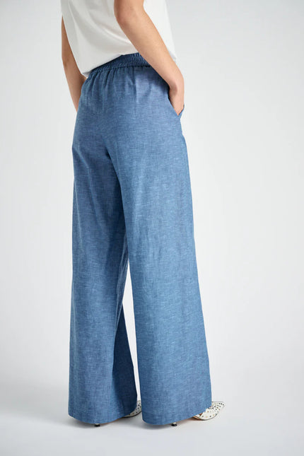 Marie Méro - Women's Wide Leg Trousers Denim Effect - TR53L/189