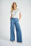 Marie Méro - Women's Wide Leg Trousers Denim Effect - TR53L/189