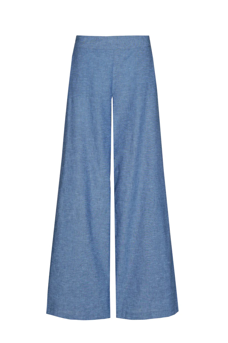 Marie Méro - Women's Wide Leg Trousers Denim Effect - TR53L/189