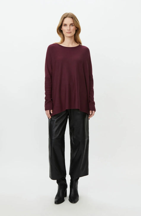 Masai AW26 Women's Fanasi 1001128 Long Fine Knit Sweater in Fig at Kings Road Fashions, Leighton Buzzard, UK