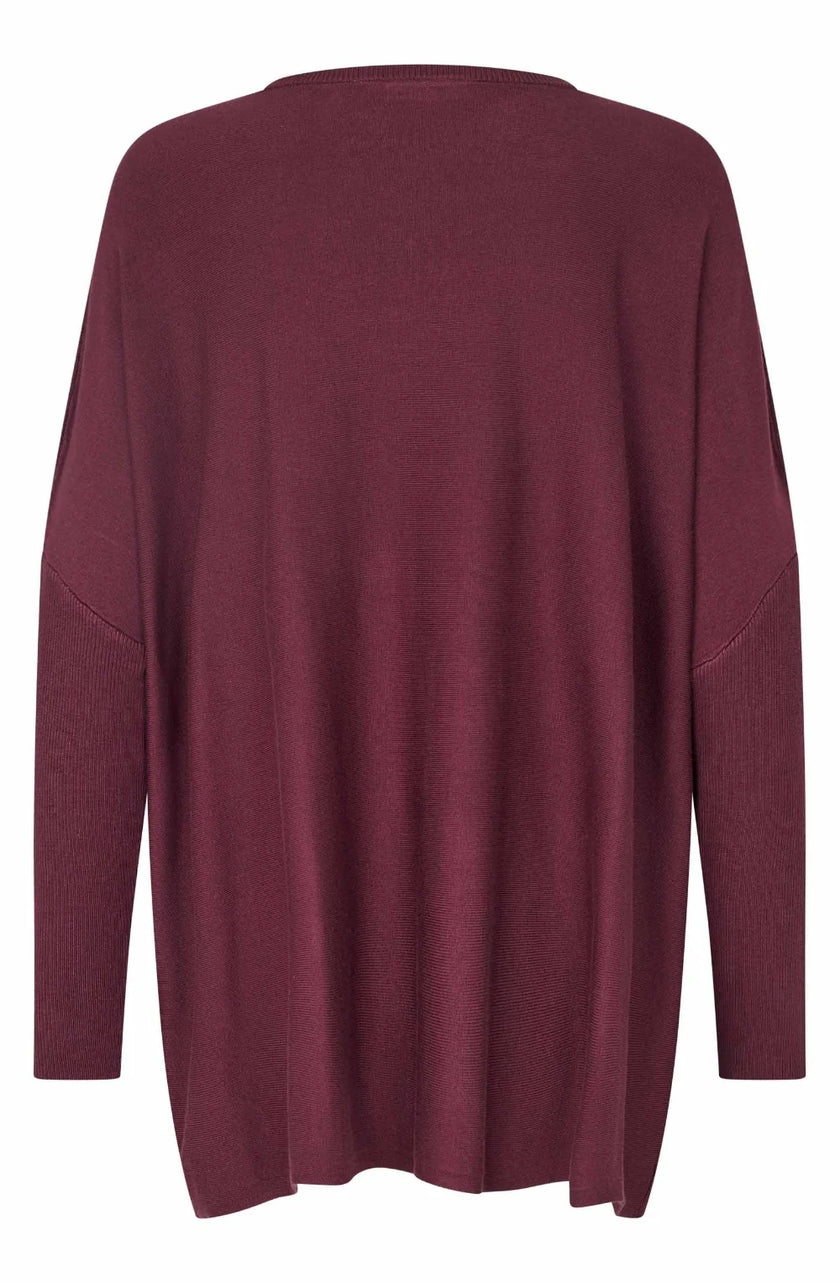 Masai AW26 Women's Fanasi 1001128 Long Fine Knit Sweater in Fig at Kings Road Fashions, Leighton Buzzard, UK