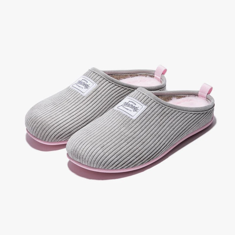 Mercredy Slippers - Cord - Grey with Pink Sole