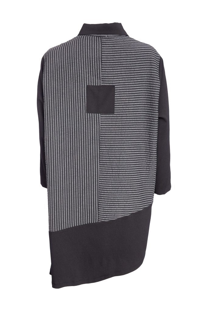 naya-womens-stripped-blouse-with-angled-hem-and-contrast-sleeve-plus-panels-naw25191-in-black-grey