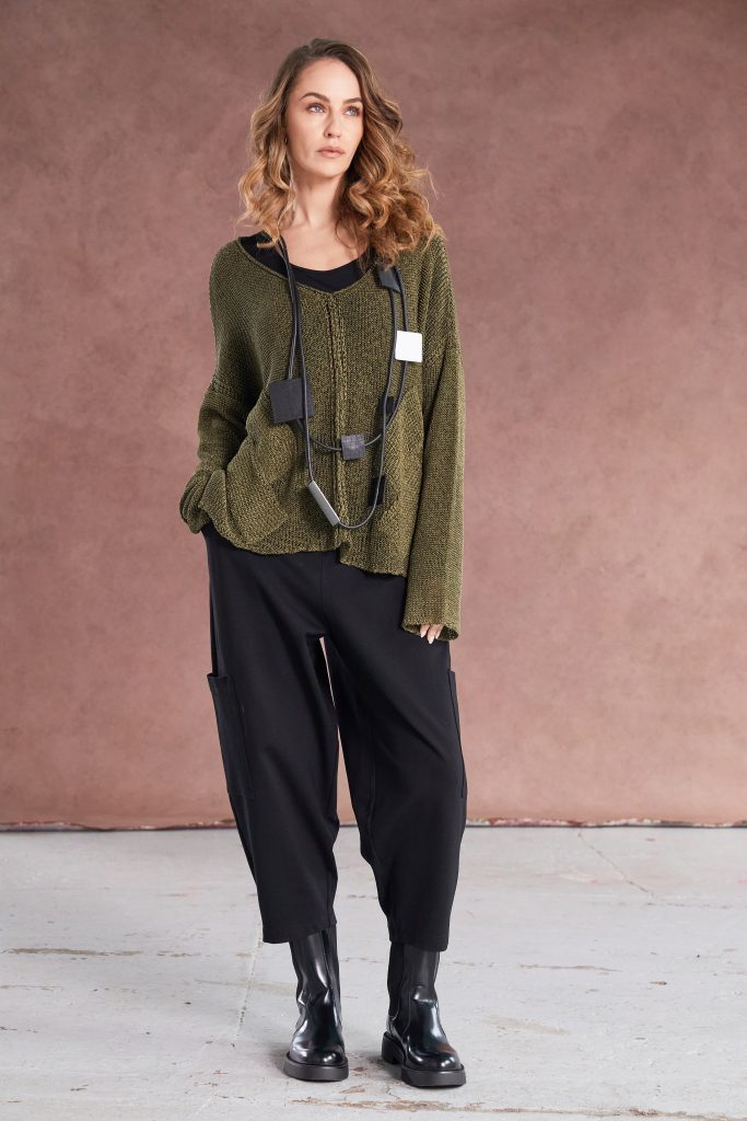 naya-womens-loose-weave-v-neck-knit-with-layered-on-sections-naw25327-in-almond