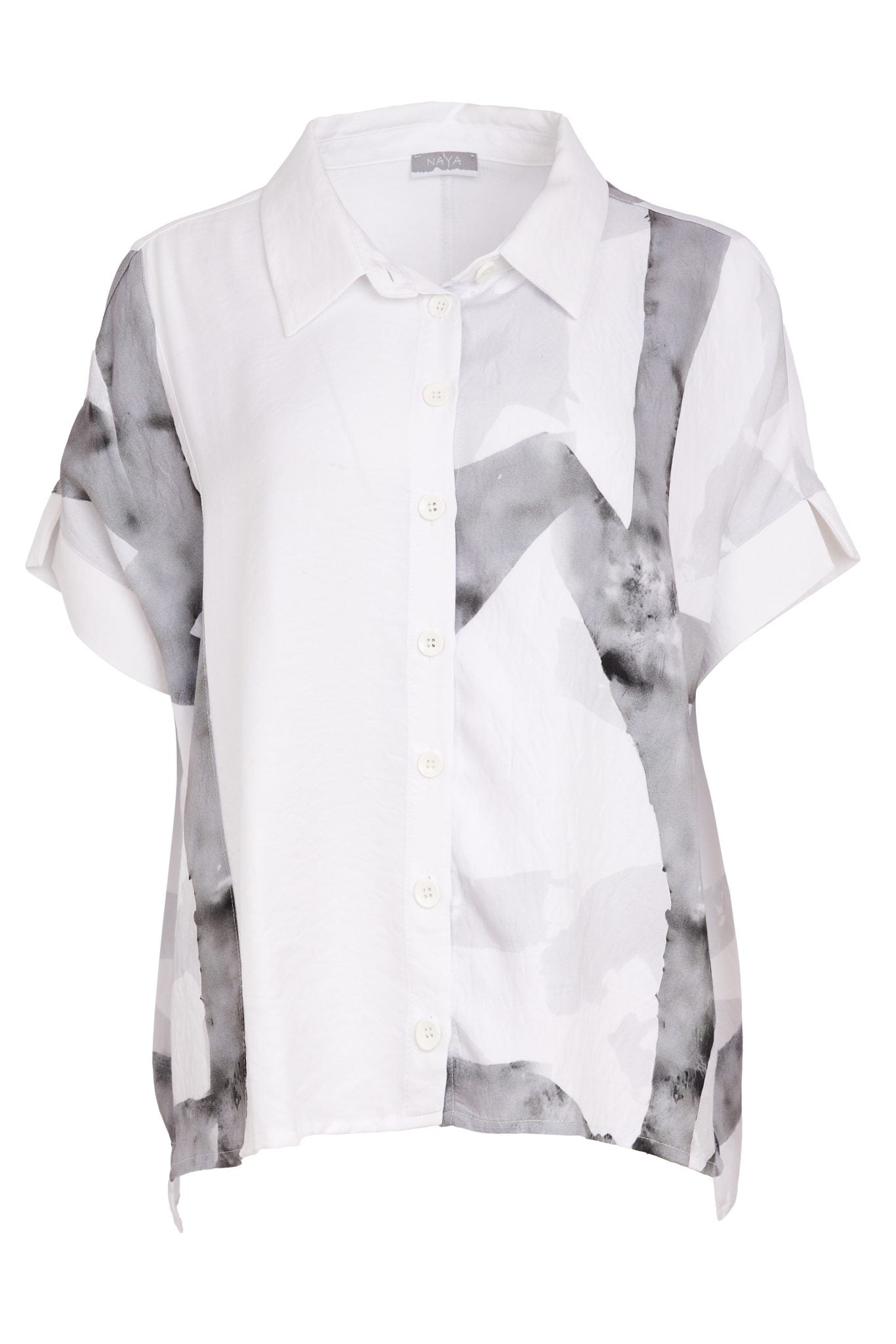 Naya Marbled Ribbon Collared Shirt in Granite NAS26315