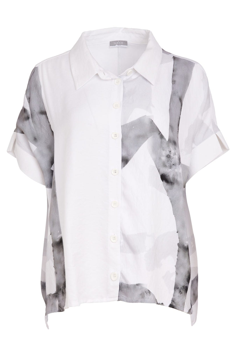 Naya Marbled Ribbon Collared Shirt in Granite NAS26315